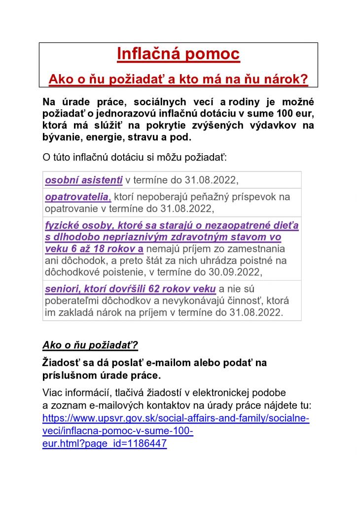 inflačná pomoc